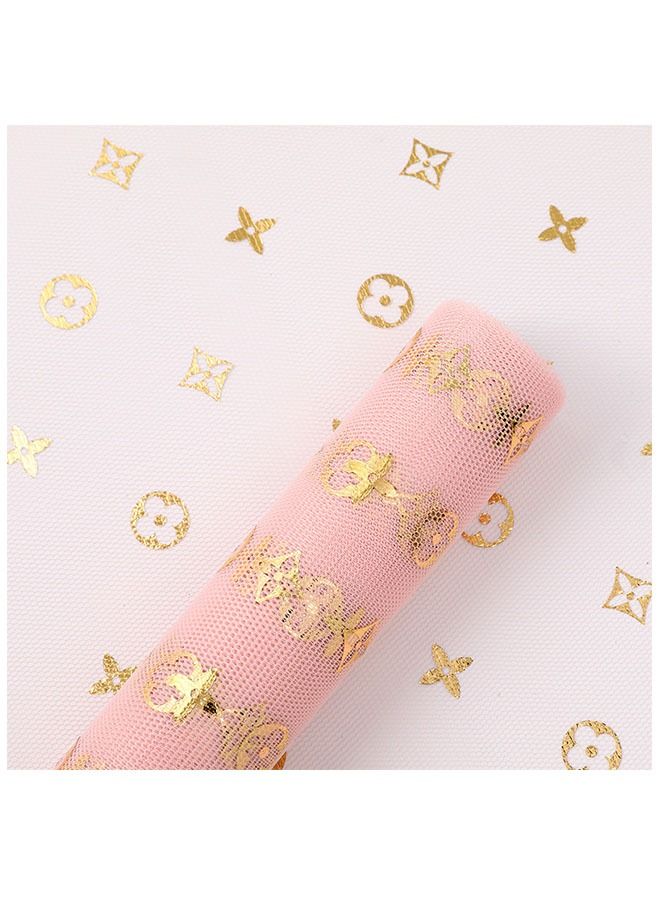ZCM-HAPPY 1 Roll Gift and Bouquet Wrapping Paper Four Leaf Clover Printed Gauze  50x450cm