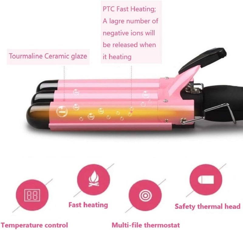 MODVICA Hair Curling Iron 1 inch 3 Barrel Hair Crimper Ceramic Two Gear Temperature Control Hair Waving Styling Tools - Image 4