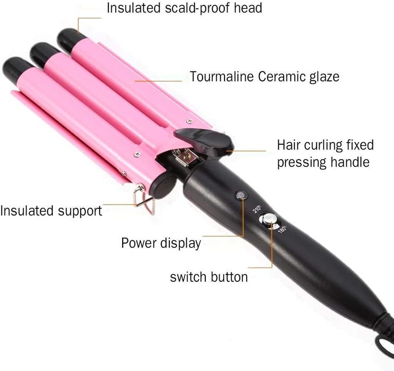 MODVICA Hair Curling Iron 1 inch 3 Barrel Hair Crimper Ceramic Two Gear Temperature Control Hair Waving Styling Tools - Image 2