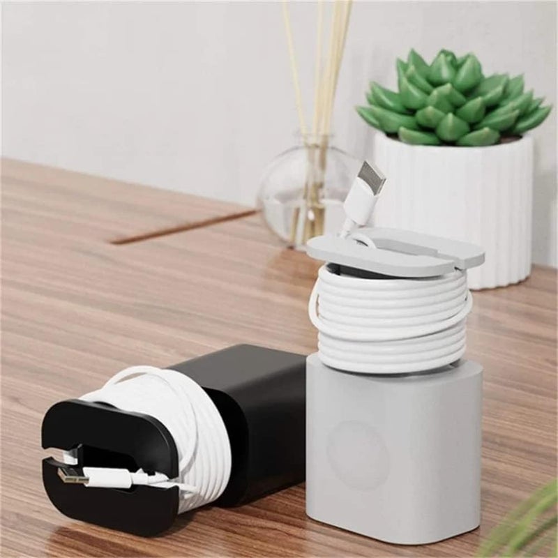 woobles 2 in 1 Silicone Charger Protector, Data Cable Winder Anti-Break Protection, Reusable Charger Protector for 11/12 (Black) Black - Image 2