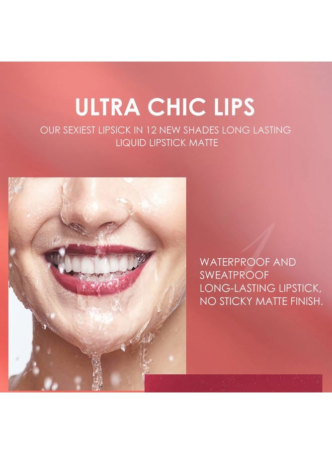Sumeitang 12Pcs Lip Liner and Lipstick Makeup Set, 6 Matte Nude Liquid Lip Stick With 6 Matching Smooth Lipliner pencil, All in One Waterproof Long Lasting Lipgloss, Girls&Women Lips Makeup Gift Set - Image 4