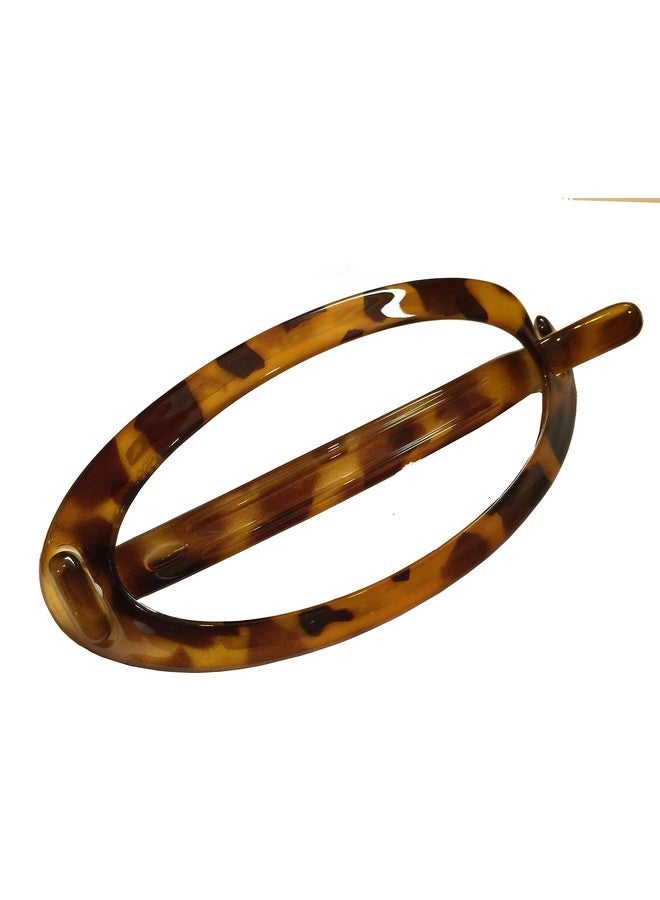 Parcelona French Plain Oval Simple Large Savana Tortoise Ponytail Holder No Metal Hair Clip Barrette (Light Shell) - Image 1
