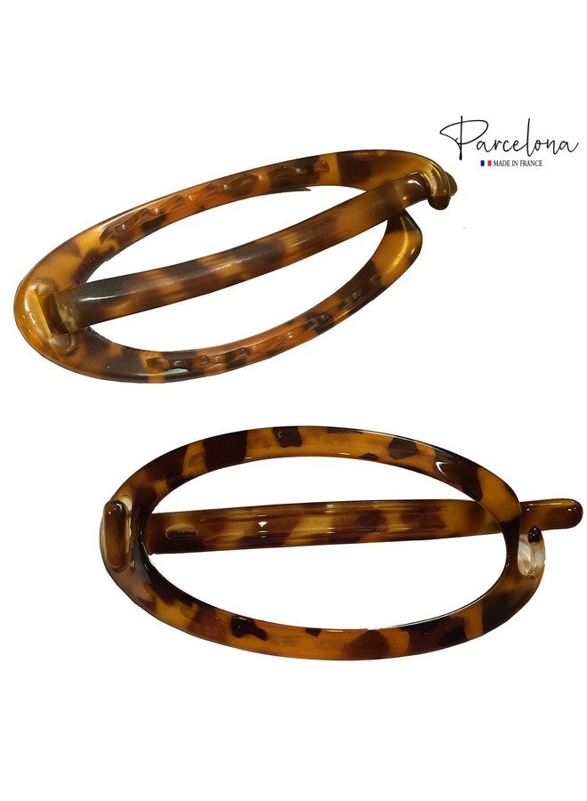 Parcelona French Plain Oval Simple Large Savana Tortoise Ponytail Holder No Metal Hair Clip Barrette (Light Shell) - Image 5