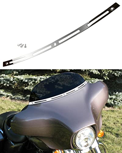 ANONEMOTO Slotted Windshield Trim Chrome Polished Stainless Windshield Trim Compatible for Harley Davidson 1996-2013 Electra Glide Ultra Classic Street Glide Stainless CNC Cut - Image 5