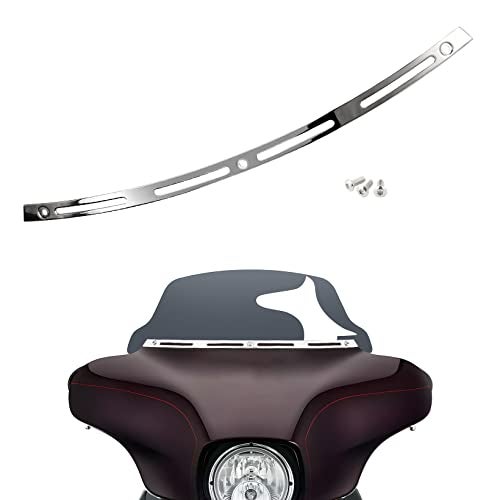 ANONEMOTO Slotted Windshield Trim Chrome Polished Stainless Windshield Trim Compatible for Harley Davidson 1996-2013 Electra Glide Ultra Classic Street Glide Stainless CNC Cut - Image 1