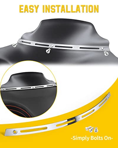 ANONEMOTO Slotted Windshield Trim Chrome Polished Stainless Windshield Trim Compatible for Harley Davidson 1996-2013 Electra Glide Ultra Classic Street Glide Stainless CNC Cut - Image 2