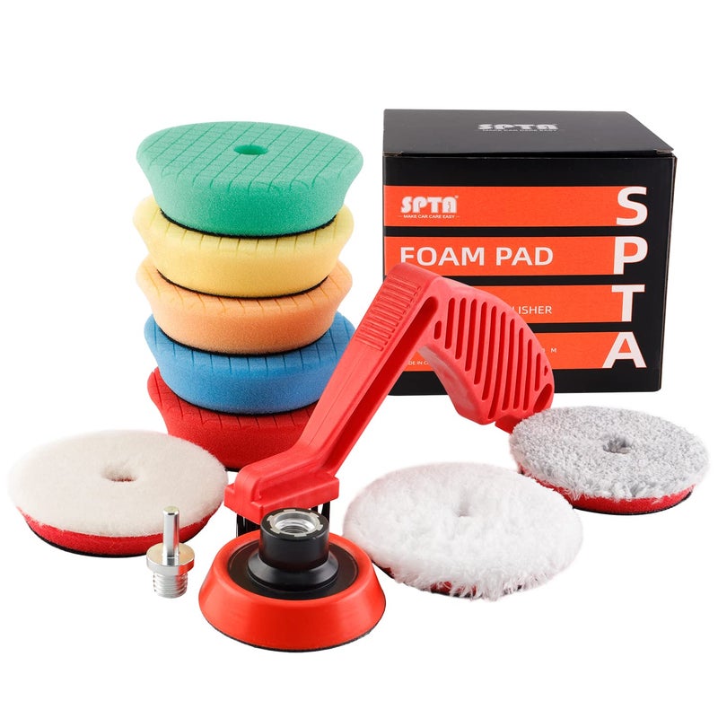 SPTA Drill polishing kit, 11Pcs 3-Inch Buffing Polishing Pads, Car Foam Drill Buffing Pad, Polishing Pads Kit, Buffer Polisher Kit for Car Polishing, Waxing, Sealing Glaze - Image 1