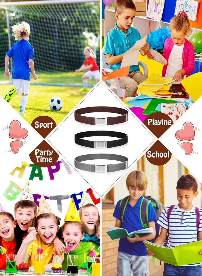 Oasisgalore 3 Pcs Kids' Elastic Stretch Belts with Silver Square Buckle, Adjustable for Boys and Girls - Image 3