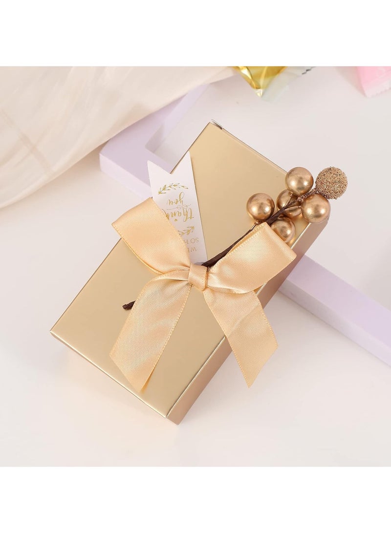 عام **صندوق حلوى على شكل رباط، صندوق هدايا بورق ذهبي لامع، صندوق تغليف صغير للحلويات، مناسب لحفلات الزفاف، حفلات العازبات، حفلات عيد الميلاد.** - Image 5