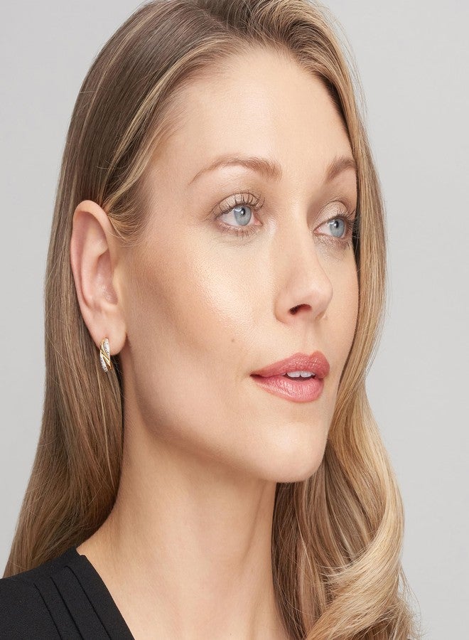 مورجان آند بايدج أقراط مورغان آند بيج ثنائية اللون بتصميم J-Hoop ملتوية، مصنوعة من الفضة الإسترليني عيار 925 ومطلية بالذهب الأصفر عيار 14 قيراطًا والروديوم، للنساء - أقراط مضادة للحساسية، مجوهرات مريحة ومناسبة لها - Image 4