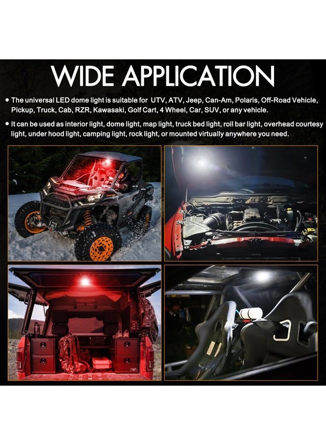 Rfroad Lighting UTV Dome Light, Rfroad lighting 12v Universal Roll Bar Mount Led Light UTV Interior Dome Light Utility Roll Cage Dome Light Map Light For UTV ATV Polaris RZR Can-Am Truck Golf Cart SXS Cab - White/Red - Image 5