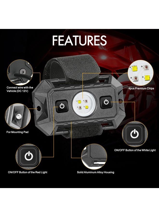 Rfroad Lighting UTV Dome Light, Rfroad lighting 12v Universal Roll Bar Mount Led Light UTV Interior Dome Light Utility Roll Cage Dome Light Map Light For UTV ATV Polaris RZR Can-Am Truck Golf Cart SXS Cab - White/Red - Image 3