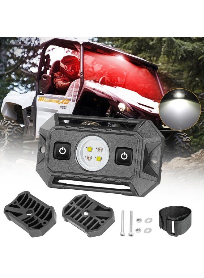 Rfroad Lighting UTV Dome Light, Rfroad lighting 12v Universal Roll Bar Mount Led Light UTV Interior Dome Light Utility Roll Cage Dome Light Map Light For UTV ATV Polaris RZR Can-Am Truck Golf Cart SXS Cab - White/Red - Image 1