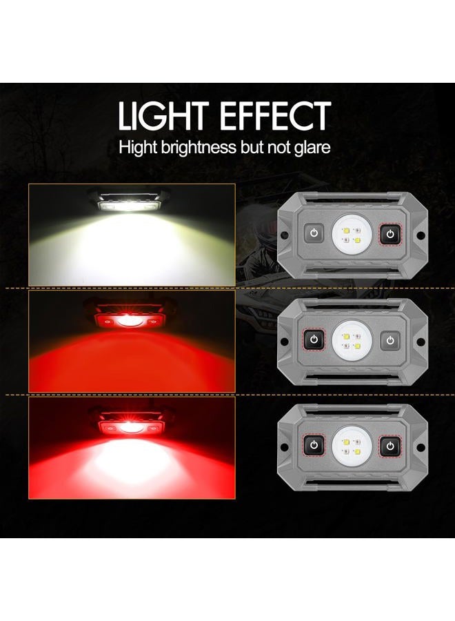 Rfroad Lighting UTV Dome Light, Rfroad lighting 12v Universal Roll Bar Mount Led Light UTV Interior Dome Light Utility Roll Cage Dome Light Map Light For UTV ATV Polaris RZR Can-Am Truck Golf Cart SXS Cab - White/Red - Image 2