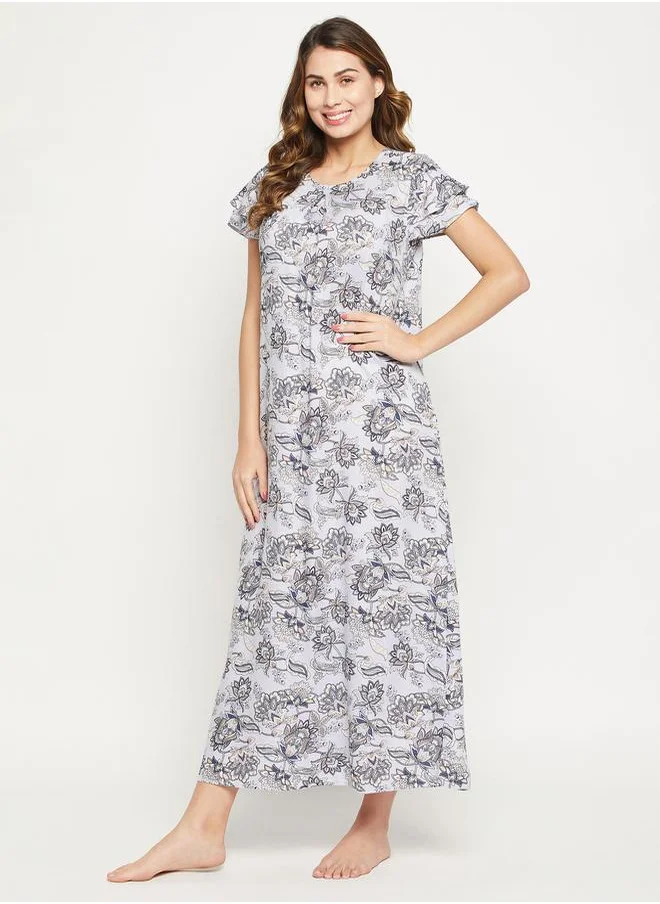 Clovia Floral Print Round Neck Nightdress by Styli
