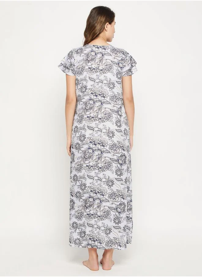 Clovia Floral Print Round Neck Nightdress by Styli