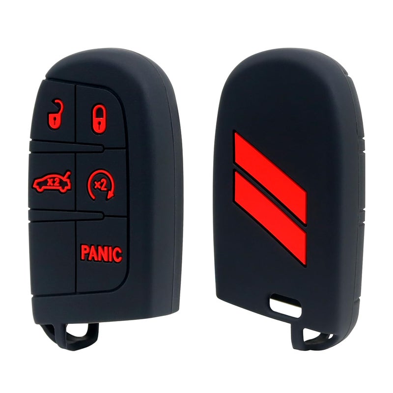 REMOCH Key Fob Cover for Dodge Accessories 5 Button Key Fob Case for Dodge Charger Challenger Dart Durango Journey Replacement Remote Control 3 4 5 Buttons Key Fob Shell Bright Red Design 2PCS