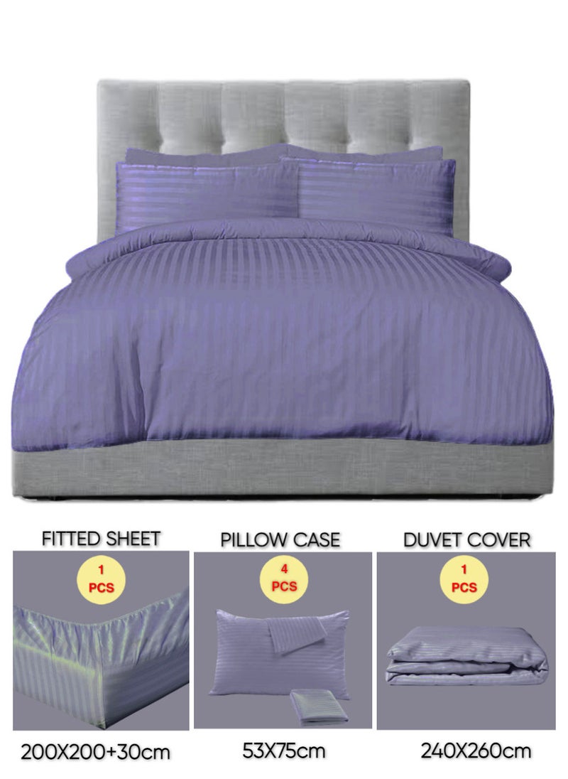 Blueberry 6 Pieces Super King Size Duvet Cover Set - Includes 1 Duvet Cover (240x260cm), 1 Fitted Sheet (200x200+30cm), 4 Pilow Cases - Image 2