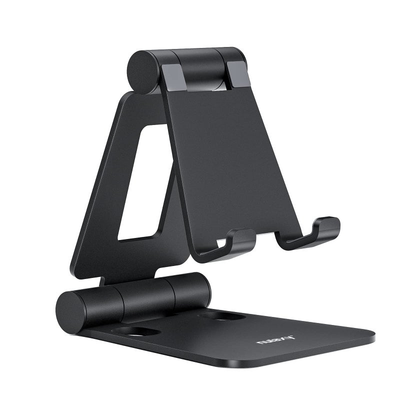 Nulaxy Dual Folding Cell Phone Stand, Fully Adjustable Foldable Desktop Phone Holder Cradle Dock Compatible with Phone 16 15 14 13 12 11 Pro Xs Xs Max Xr X 8, Nintendo Switch, All Phones - Image 1