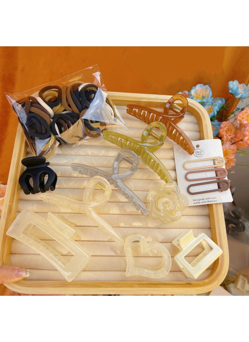 FASHION HOME - Hair Accessories For Thick Medium Thin Curly Hair Elastic Hair Ties Hair Clips Claw Mini Square Claw Clip - Image 1