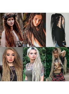 Leeven 24 Inch Thin Synthetic Dreadlock Extensions 40 Strands Se Hippie Dreads Chocolate Brown Handmade 0.6 Cm Width Loc Extensions Reggae Style Crochet Braiding Hair For Women And Men 4  - Image 5