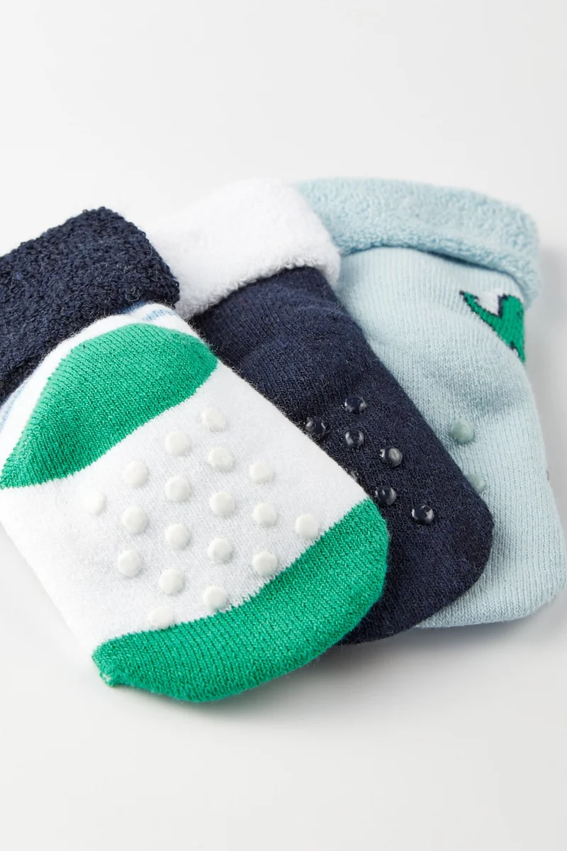 جون 3-Pack Towel Non-Slip Baby Socks