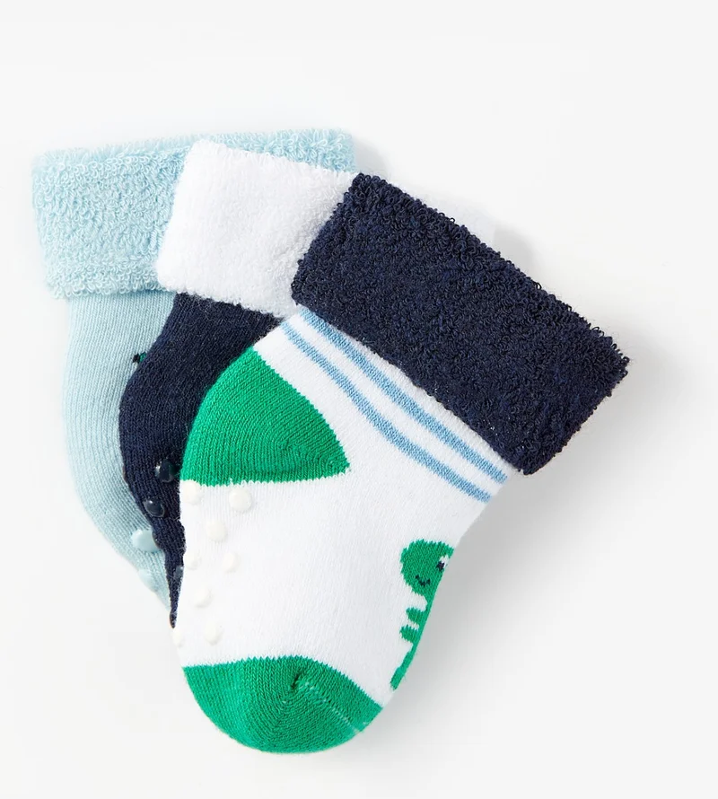 جون 3-Pack Towel Non-Slip Baby Socks