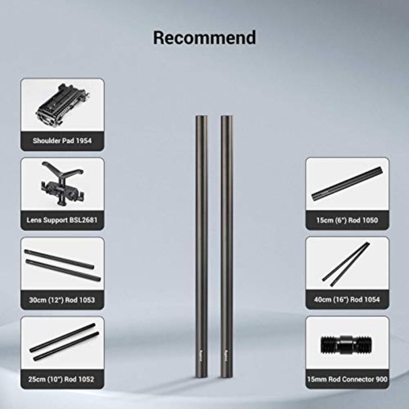 Camera rail support system rods: aluminum, black, lightweight and precise 8-inch 15mm rods for clamps, offset, matte box, follow focus - Image 5