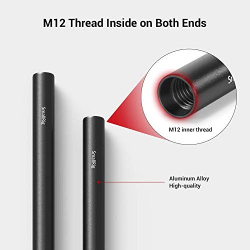 Camera rail support system rods: aluminum, black, lightweight and precise 8-inch 15mm rods for clamps, offset, matte box, follow focus - Image 2