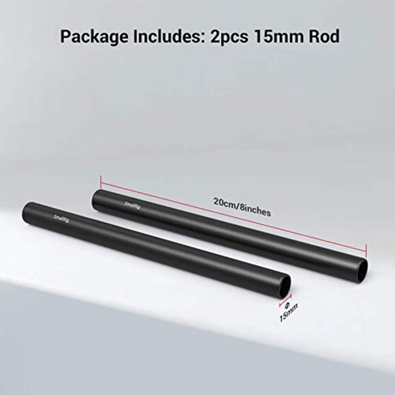 Camera rail support system rods: aluminum, black, lightweight and precise 8-inch 15mm rods for clamps, offset, matte box, follow focus - Image 3