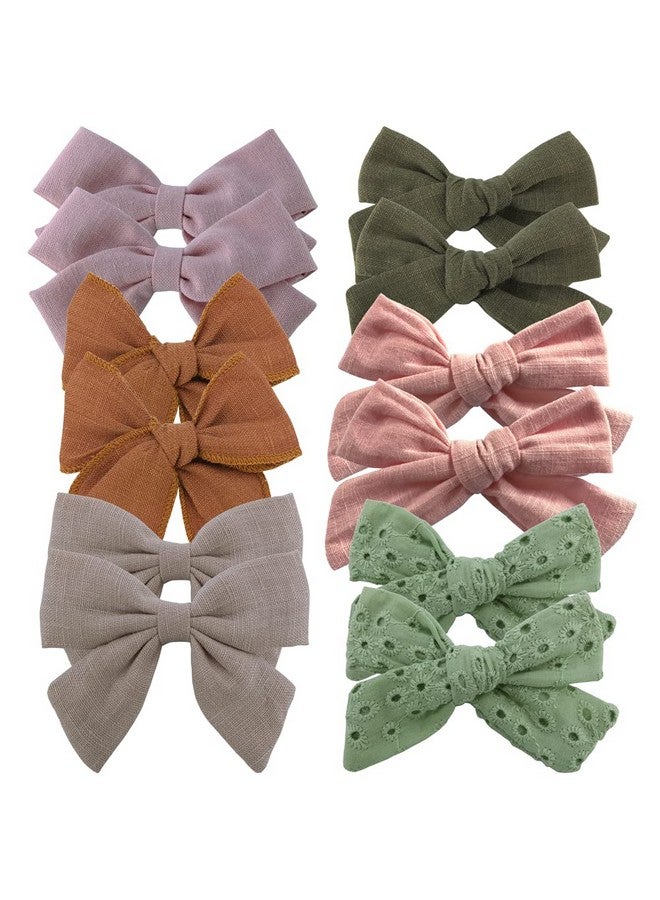 Sugarmelon 12 PCS Linen Bow Hair Clips for Baby Girls Toddler Kids Hair Bows Alligator Clips In Fringe Bangs Accessories (Assorted A) - Image 1