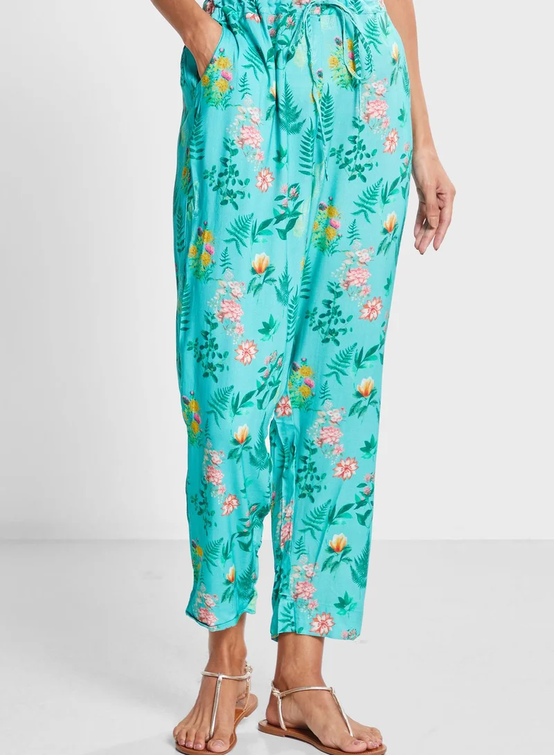 Biba Floral Print Kurti & Pants Set