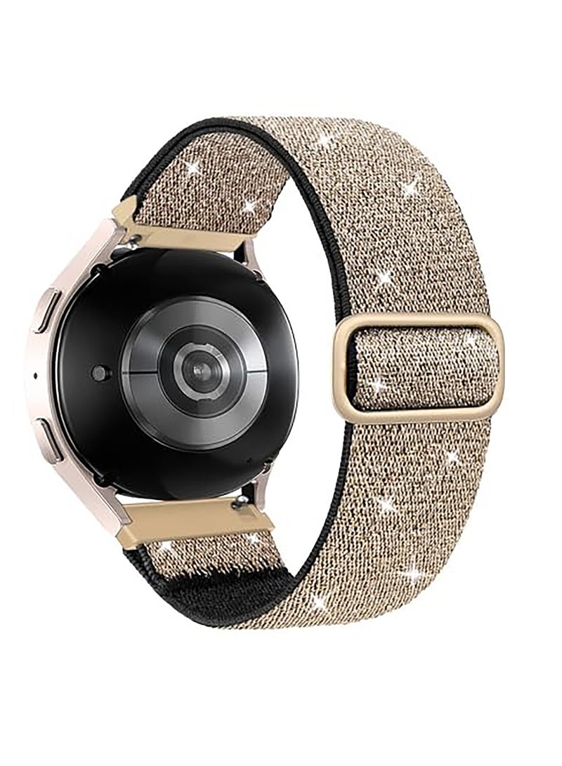 حزام من النايلون بحلقة 20 مم لساعة Samsung Gear Sport/Watch6/Watch 4/Watch 5 /Watch 5 Pro /S2 classic/active 2 40 مم 44 مم/Amazfit GTS 2/3/ GTS 4/4 Mini/Bip 3/Pro/GTS 2 mini /GTS 2e/Bip U Shiny Gold