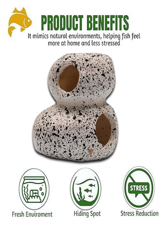 GIG BAZAAR - Aquarium Rock Cave Shelter, Hidden Space for Fish & Shrimp, Speckled Granite Stone, Fish Tank Decoration & Ornament Accessories (White) - Image 5