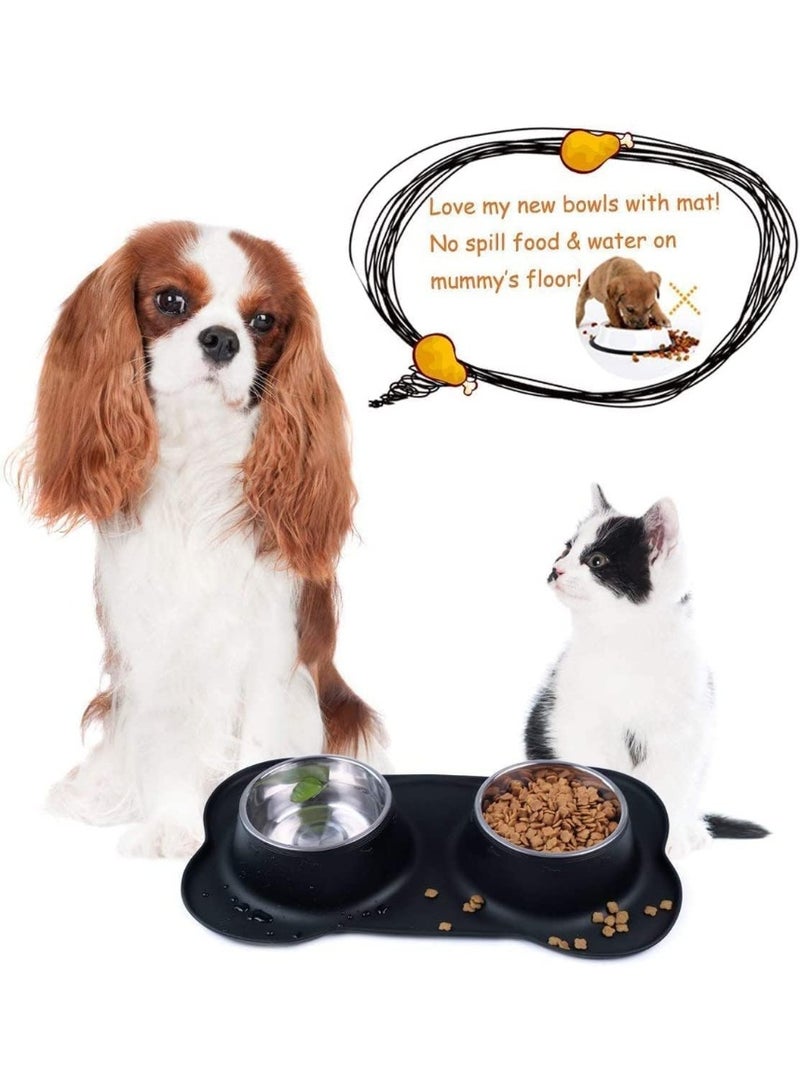 اي 2 سي وعاء حيوان أليف من الفولاذ المقاوم للصدأ S2C، وعاء طعام وماء مضاد للانزلاق للقطط، ملحقات القطط، صحن القط، وعاء طعام للكلاب، ملحقات الكلاب (الحجم الصغير) - Image 2