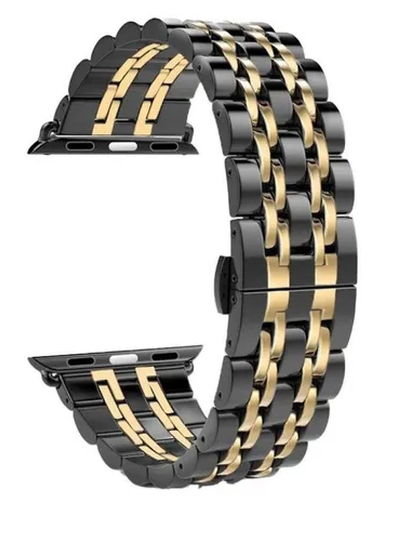 XiuWoo Replacement Watchband For Apple Watch Black/Gold - Image 1