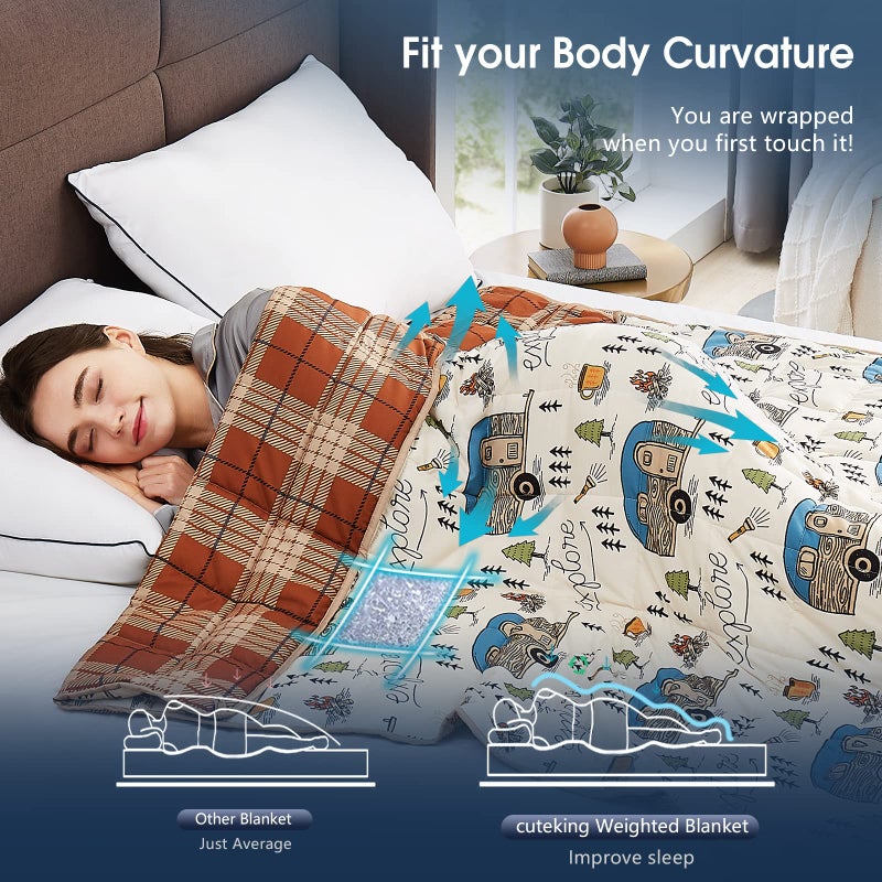 CuteKing Weighted Blanket - Weighted Blanket with Premium Glass Beads - Breathable Heavy Blanket for Comfort Sleep - Thick Blanket All Season(5lbs  36""x48""  Twin  Camping) - Image 4