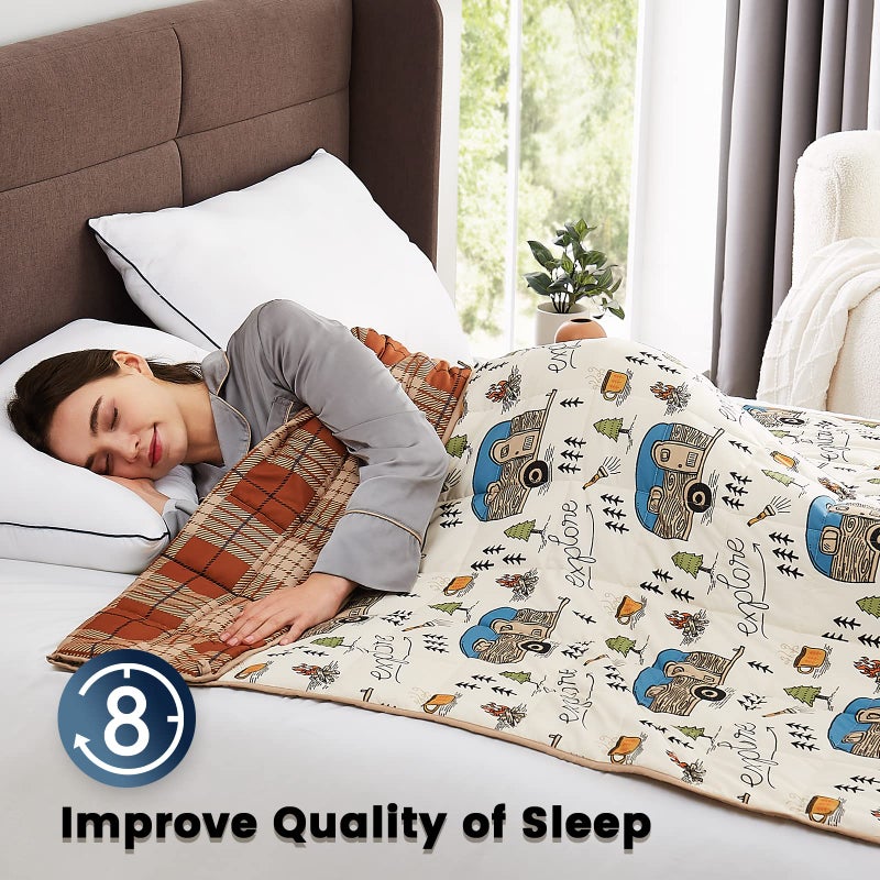 CuteKing Weighted Blanket - Weighted Blanket with Premium Glass Beads - Breathable Heavy Blanket for Comfort Sleep - Thick Blanket All Season(5lbs  36""x48""  Twin  Camping) - Image 2