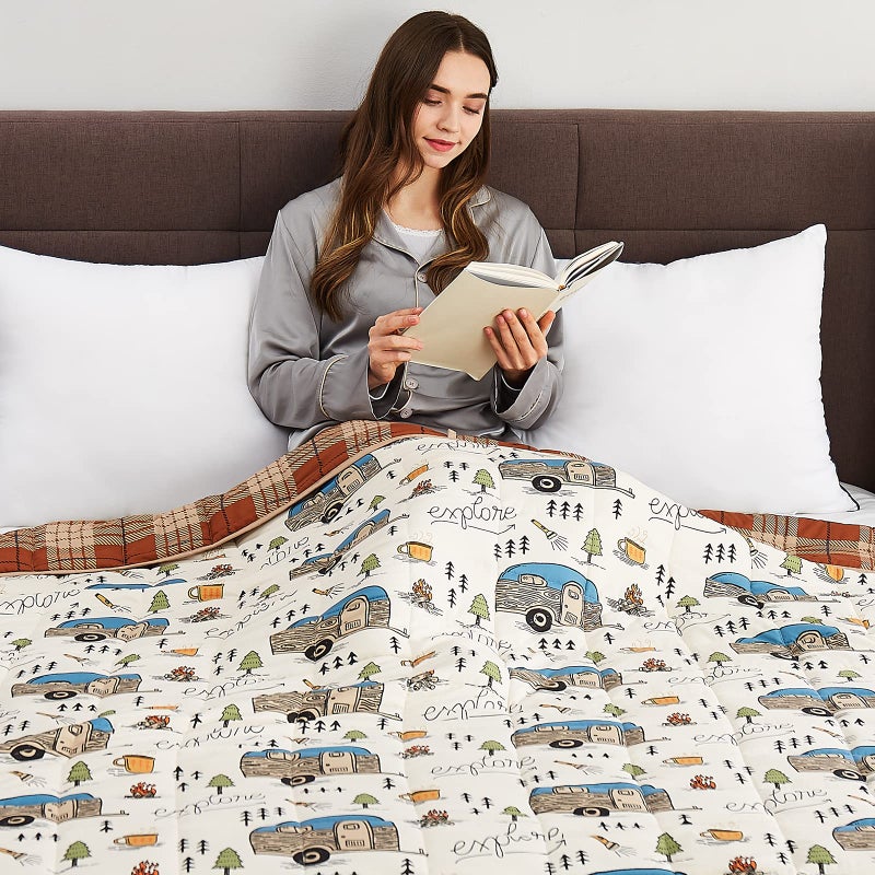CuteKing Weighted Blanket - Weighted Blanket with Premium Glass Beads - Breathable Heavy Blanket for Comfort Sleep - Thick Blanket All Season(5lbs  36""x48""  Twin  Camping) - Image 5