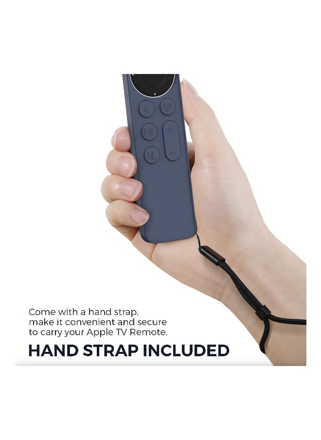 Generic - Case for Apple TV Siri Remote 4K 2021 [for AirTag Holder Built In] All Around Silicone Cover Skin Compatible with Apple TV Remote / Siri Remote (2nd) and for AirTag (Midnight Blue) - Image 1