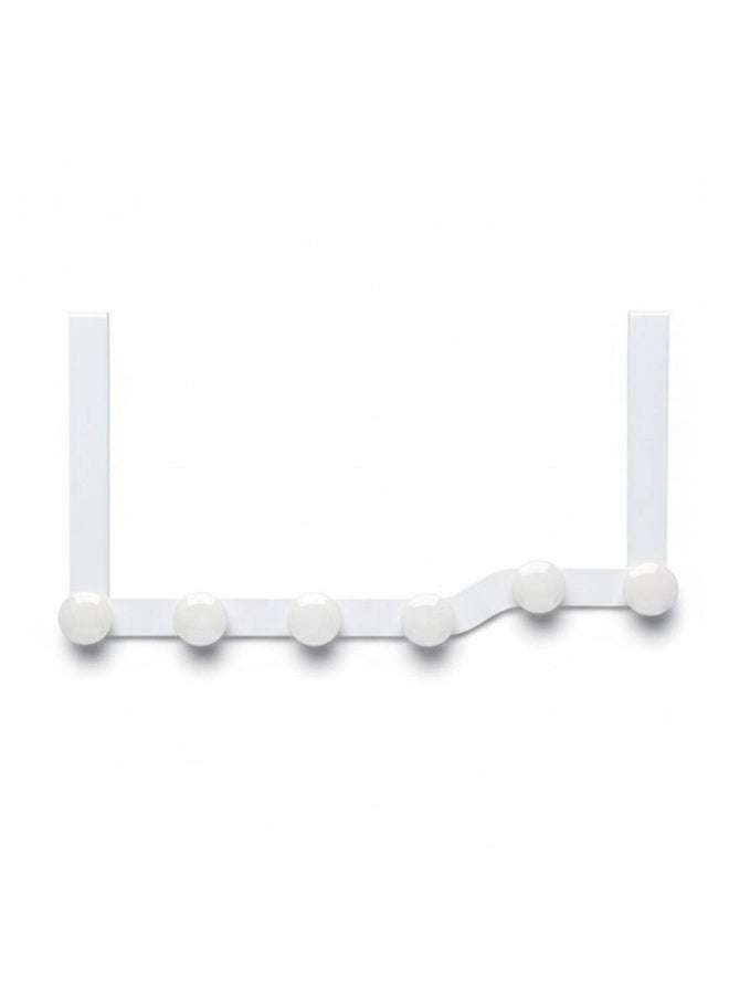 إنشز هوم علاقة تعليق ملابس للباب – تصميم متعرج، أزرار بيضاء - Image 1