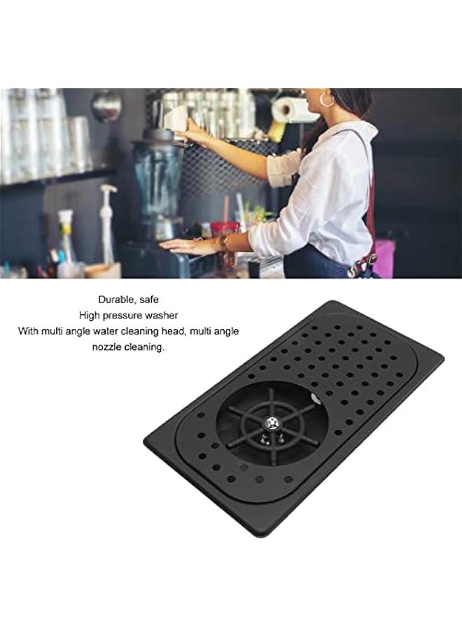 Glass Rinser,Stainless Steel Bar Steaming Pitcher Rinser Kitchen Countertop Sink Coffee Cup Rinser with Drip Tray Hose Espresso Cup Pitcher High Pressure Rinser (Black A) - Image 4