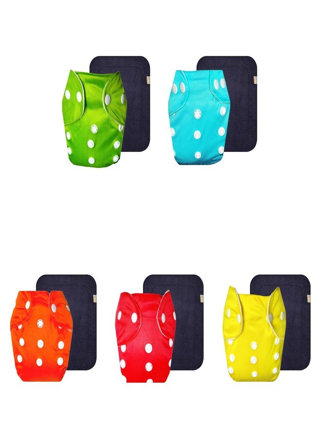 Dumbledo Lite Cloth Diaper with Gray Insert (Pack of 5) | Hypoallergenic | Reusable & Washable | Quick Dry | Designed by Moms | 3 Months - 2 Years | Unisex Baby - Image 1