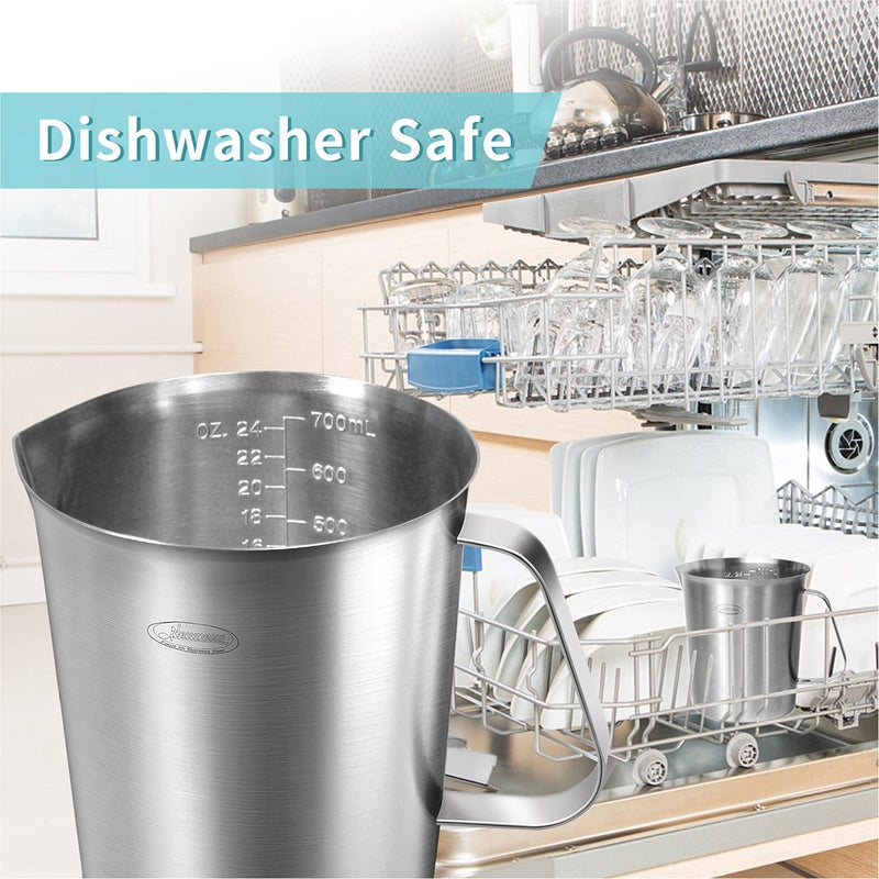 Newness Measuring Cup, [Upgraded, 3 Measurement Scales, Including Cup Scale, ML Scale, Ounce Scale], Newness Stainless Steel Measuring Cup with Marking with Handle, 24 Ounces (0.7 Liter, 3 Cup) - Image 5