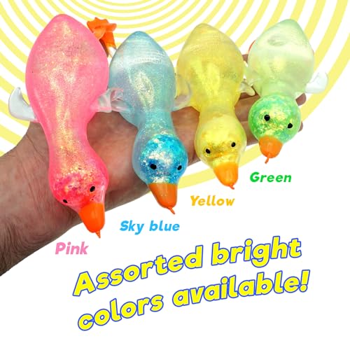 Ja-Ru JARU Squishy Glitter Ducks 4 Stretchy Duck Toy Kids Squishy Fidget Toys Animal Stress Balls Stress Relief Sensory Toys Bulk Party Favors Easter Basket Stuffers 45364s - Image 5