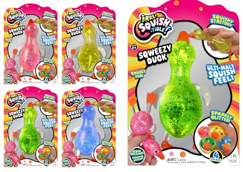 Ja-Ru JARU Squishy Glitter Ducks 4 Stretchy Duck Toy Kids Squishy Fidget Toys Animal Stress Balls Stress Relief Sensory Toys Bulk Party Favors Easter Basket Stuffers 45364s - Image 1