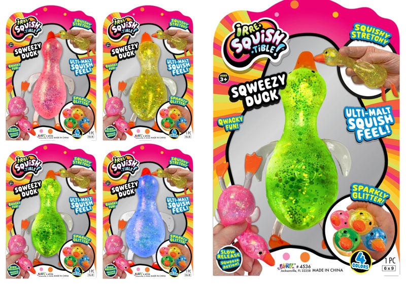 Ja-Ru JARU Squishy Glitter Ducks 4 Stretchy Duck Toy Kids Squishy Fidget Toys Animal Stress Balls Stress Relief Sensory Toys Bulk Party Favors Easter Basket Stuffers 45364s - Image 3