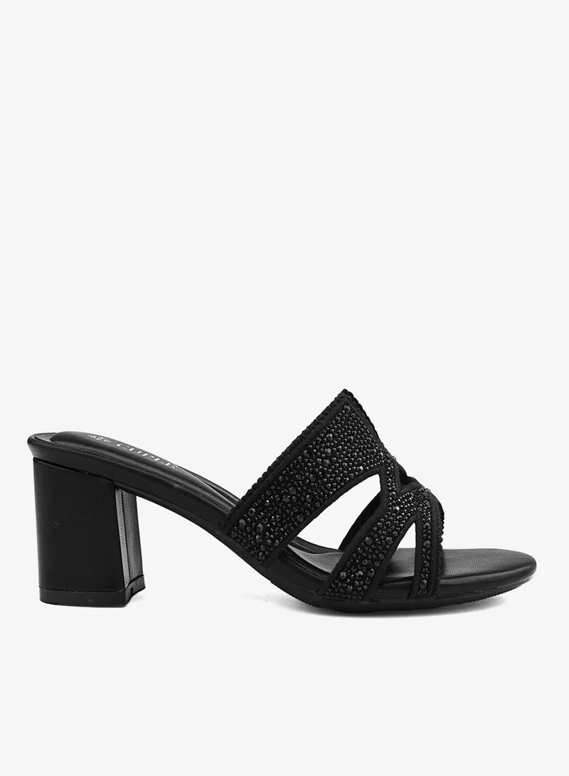 Cuple Womens embellished classic slip-on heeled sandals