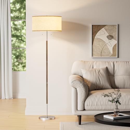 Karjoefar 2-Light Floor Lamp, Mid Century Floor Lamp with Beige Lampshade, Standing Lamp Tall Lamp for Living Room Bedroom, 3 Color Temperatures 9W Bulb Include - Image 5