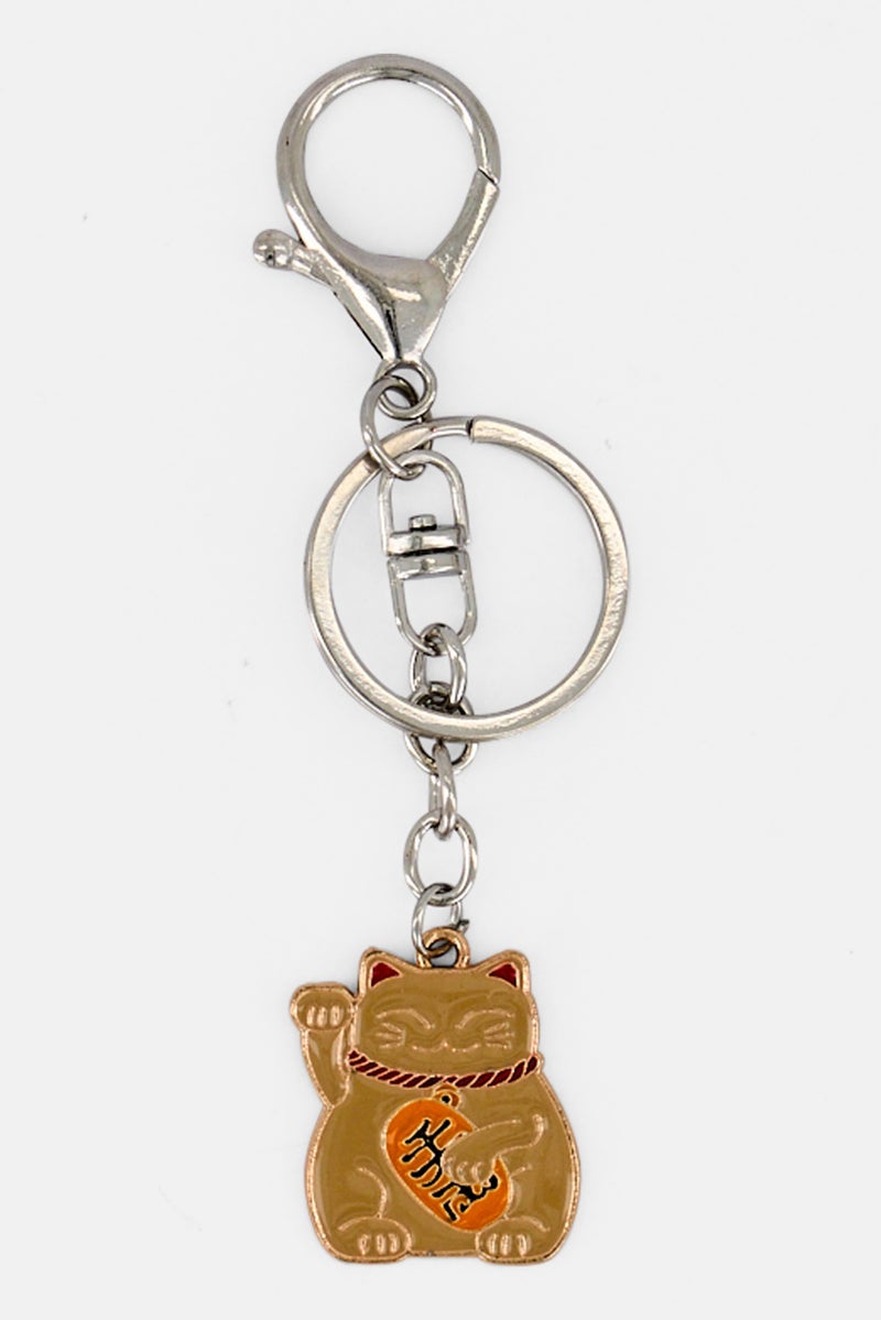 Muy Mucho Lucky Cat Metal Key Chain, Gold - Image 2
